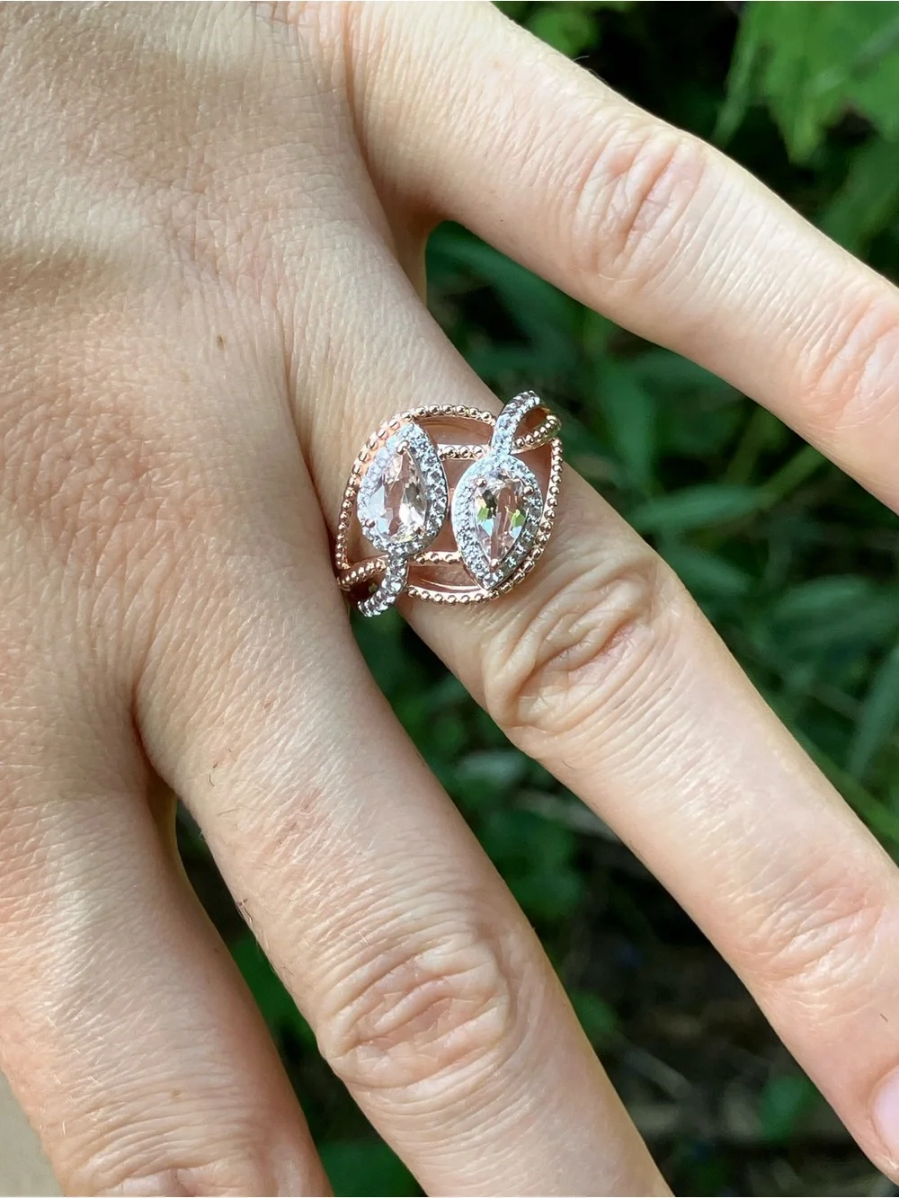 Genuine Morganite Ring Size 8